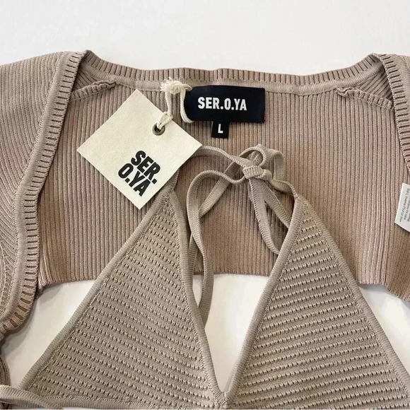 SER.O.YA Retrofête Dahlia Sweater Shrug Set Brown L NWT - Picture 11 of 13